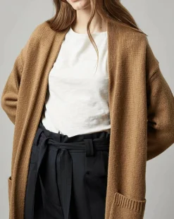 Femme Marc O'Polo Gilets Et Cardigans^Gilet long à capuche en Laine mélangée camel