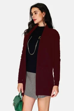 Femme Assuili Gilets Et Cardigans^Gilet long en Cachemire mélangé col châle bordeaux