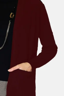 Femme Assuili Gilets Et Cardigans^Gilet long en Cachemire mélangé col châle bordeaux