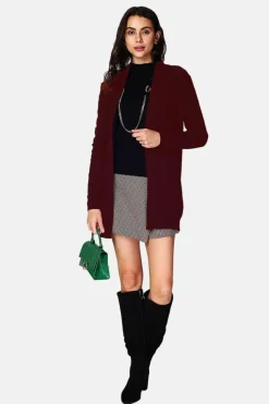 Femme Assuili Gilets Et Cardigans^Gilet long en Cachemire mélangé col châle bordeaux