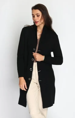 Femme Assuili Gilets Et Cardigans^Gilet long en Cachemire mélangé col châle fourré thermique noir
