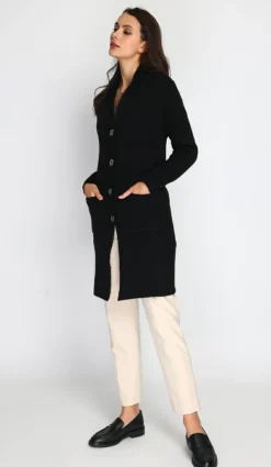 Femme Assuili Gilets Et Cardigans^Gilet long en Cachemire mélangé col châle fourré thermique noir