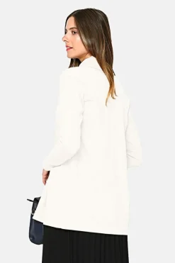 Gilet long en Cachemire mélangé col châle naturel-Assuili Sale