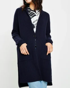 Gilet long en Laine mélangée bleu marine-Marc O'Polo Sale