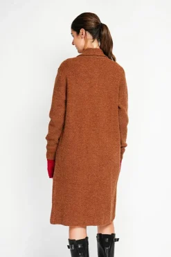 Gilet long fantaisie marron-Assuili Discount