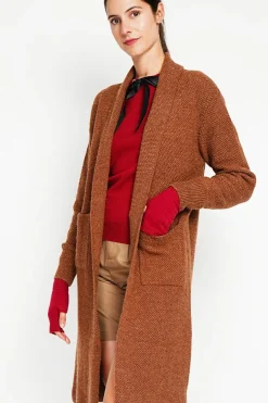 Gilet long fantaisie marron-Assuili Discount
