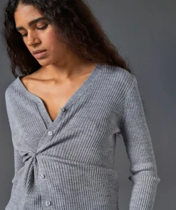 Gilet Mikaela 100% laine cache-coeur gris argent-Rodier Sale