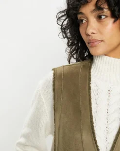 Femme Lou Andrea Gilets Et Cardigans^Gilet réversible en Fausse Fourrure Dafne military
