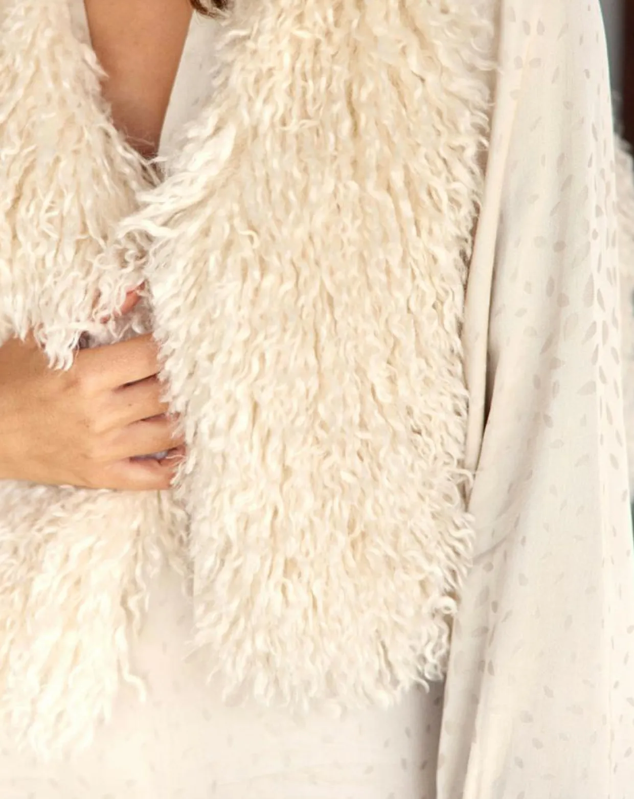 Gilet sans manches en fausse fourrure Moka crème-Lauren Vidal Discount