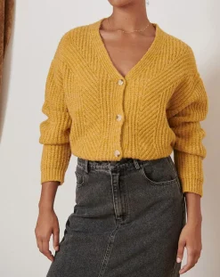 Femme Garance Paris Pulls^Gilet Tio moutarde