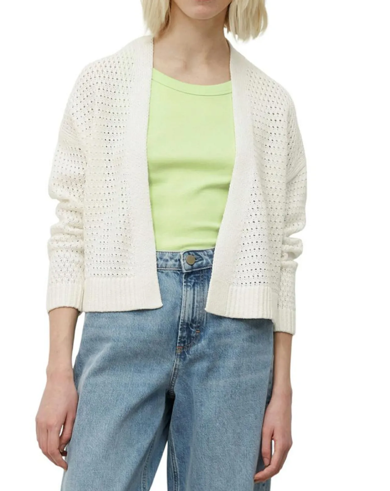 Femme Marc O'Polo Gilets Et Cardigans^Gilet Tube Maille Ajourée blanc