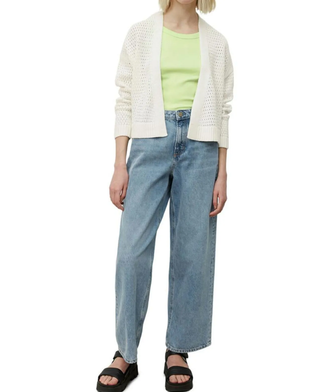 Femme Marc O'Polo Gilets Et Cardigans^Gilet Tube Maille Ajourée blanc