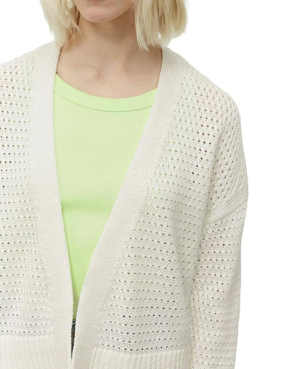 Femme Marc O'Polo Gilets Et Cardigans^Gilet Tube Maille Ajourée blanc