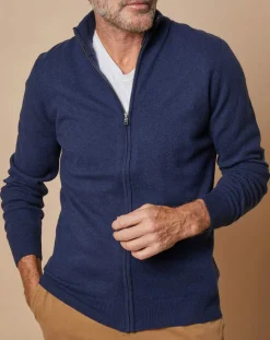 Homme Oscar et Louise Gilets Et Cardigans^Gilet zippé 100% Cachemire John bleu marine