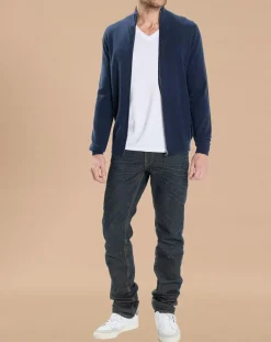 Homme Oscar et Louise Gilets Et Cardigans^Gilet zippé 100% Cachemire John bleu marine