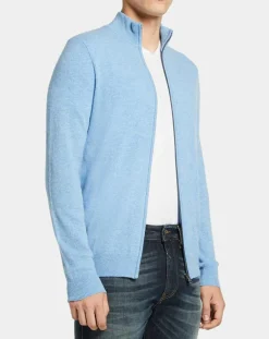Gilet zippé 100% Cachemire Machgil bleu clair-Galeries Lafayette New