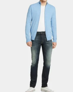 Gilet zippé 100% Cachemire Machgil bleu clair-Galeries Lafayette New