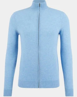 Gilet zippé 100% Cachemire Machgil bleu clair-Galeries Lafayette New