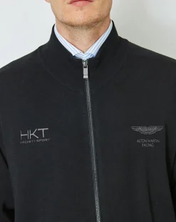 Gilet zippé 100% Laine Aston Martin Racing noir-Hackett London Discount