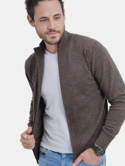 Gilet zippé classique café-C&Jo Discount