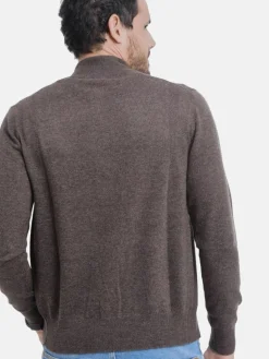 Gilet zippé classique café-C&Jo Discount