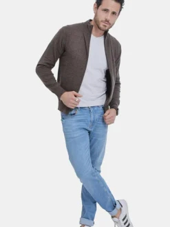 Gilet zippé classique café-C&Jo Discount