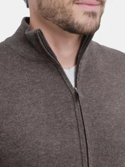 Gilet zippé classique café-C&Jo Discount