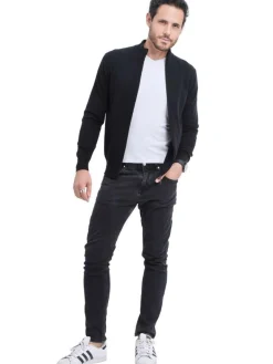 Gilet zippé classique noir-C&Jo Sale