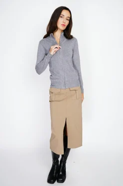 Femme C&Jo Gilets Et Cardigans^Gilet zippé en Cachemire mélangé flanelle