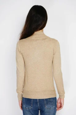 Gilet zippé en Cachemire mélangé camel-C&Jo Outlet