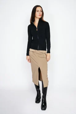 Gilet zippé en Cachemire mélangé noir-C&Jo Hot