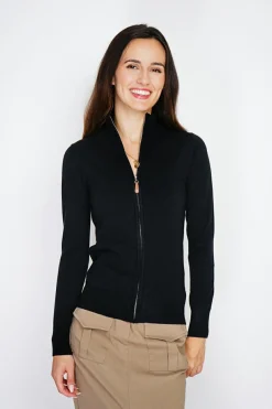 Gilet zippé en Cachemire mélangé noir-C&Jo Hot