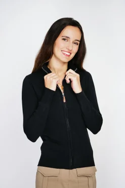 Gilet zippé en Cachemire mélangé noir-C&Jo Hot