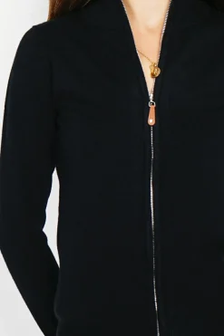 Gilet zippé en Cachemire mélangé noir-C&Jo Hot
