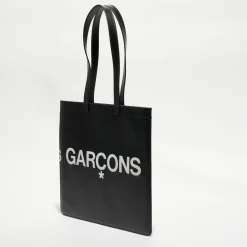 Femme Comme des Garçons Sacs^Grand sac fourre-tout en Cuir avec logo noir - 33x36x0.5 cm