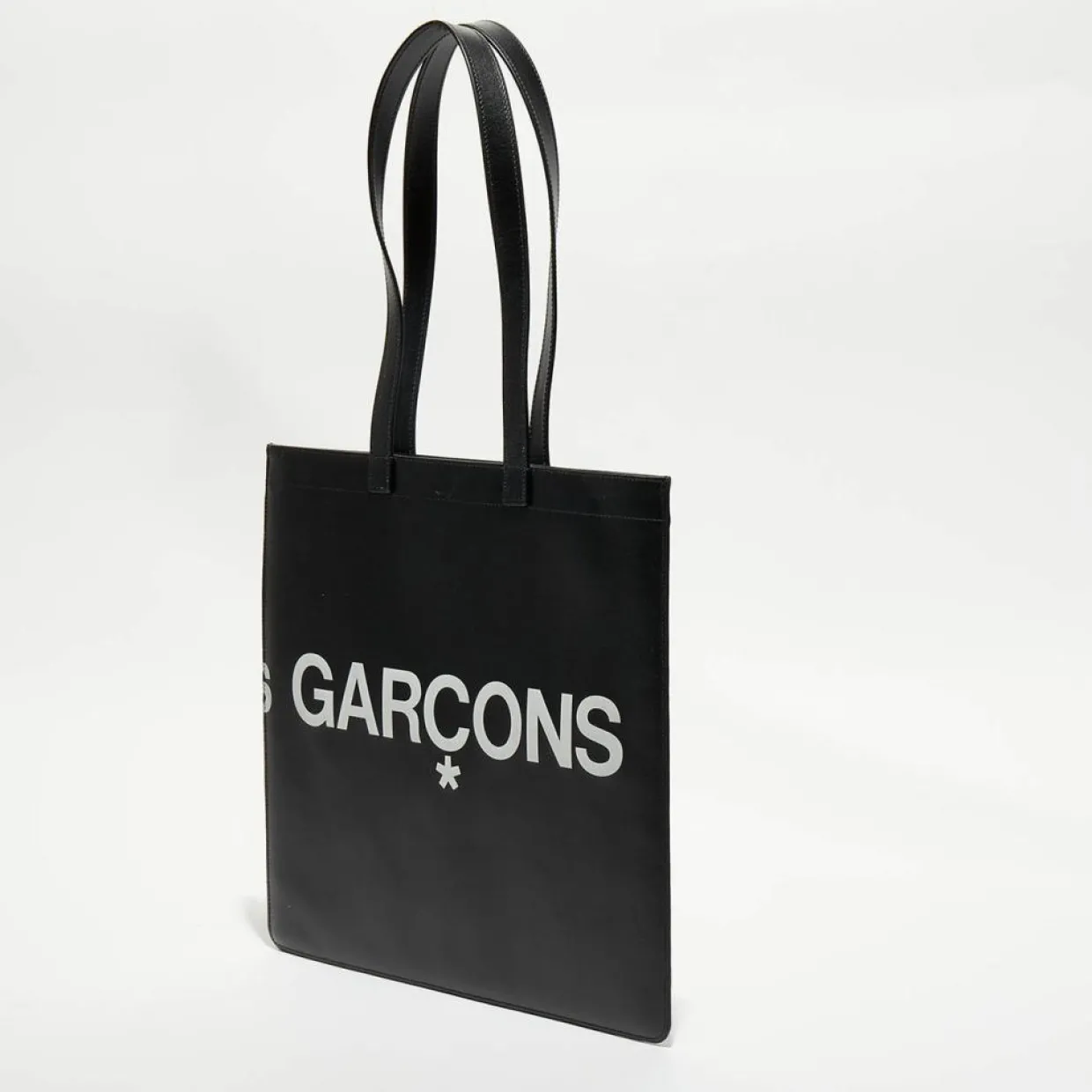 Femme Comme des Garçons Sacs^Grand sac fourre-tout en Cuir avec logo noir - 33x36x0.5 cm