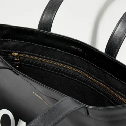 Femme Comme des Garçons Sacs^Grand sac fourre-tout en Cuir avec logo noir - 33x36x0.5 cm