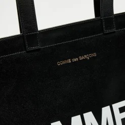 Femme Comme des Garçons Sacs^Grand sac fourre-tout en Cuir avec logo noir - 33x36x0.5 cm