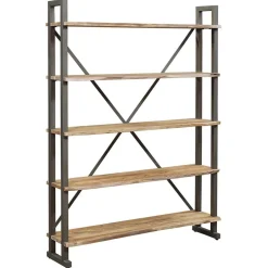 Grande étagère bois acacia forest brut - 140x35x190 cm-Bois & Chiffons Hot