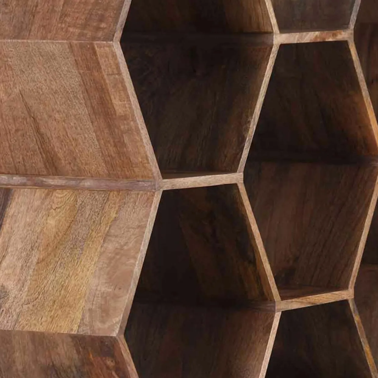 Grande étagère hexagonale offre m&m naturel - 111x40x168 cm-Bois & Chiffons Discount