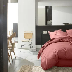 Baton Rouge Linge De Lit, Ensembles^Housse de Couette 100% Percale de Coton - Finition Bouteille 40cm vieux rose