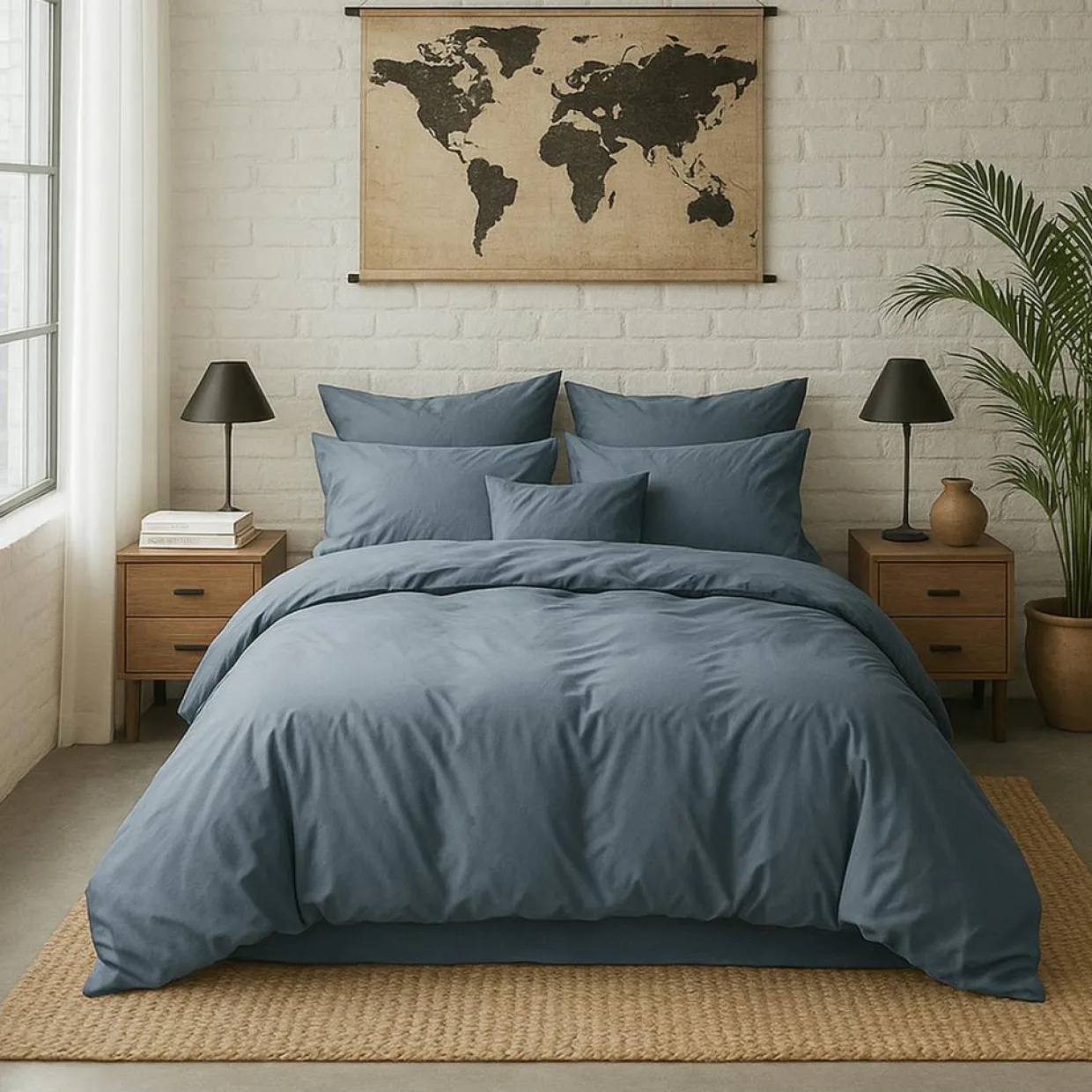 Baton Rouge Linge De Lit, Ensembles^Housse de Couette 100% Percale de Coton - Finition Bouteille 40cm bleu forever