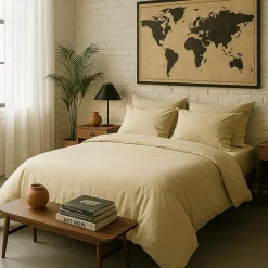 Baton Rouge Linge De Lit, Ensembles^Housse de couette en percale de coton lavé ecru naturel