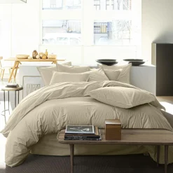 Baton Rouge Linge De Lit, Ensembles^Housse de couette en percale de coton lavé ecru naturel