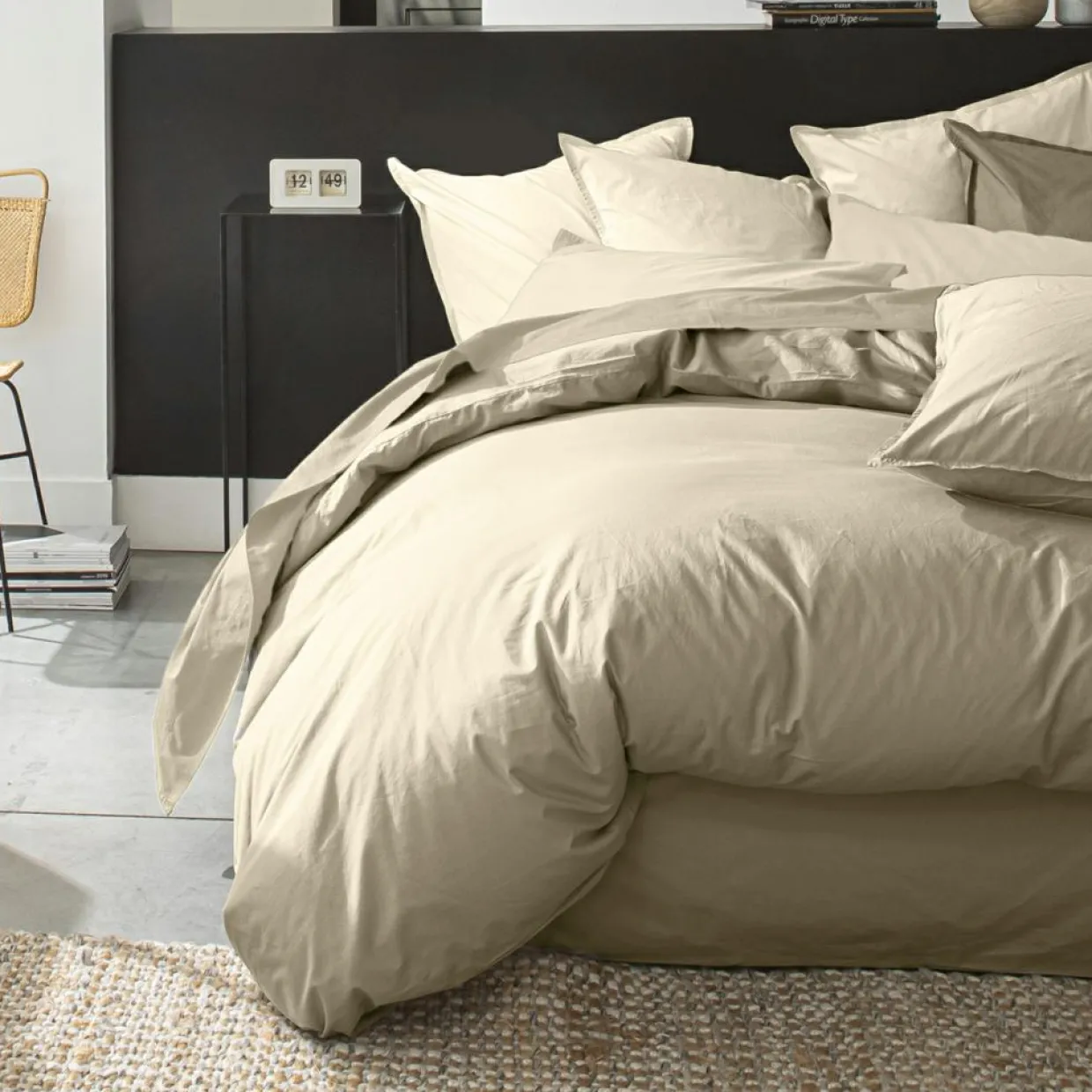Baton Rouge Linge De Lit, Ensembles^Housse de couette en percale de coton lavé ecru naturel