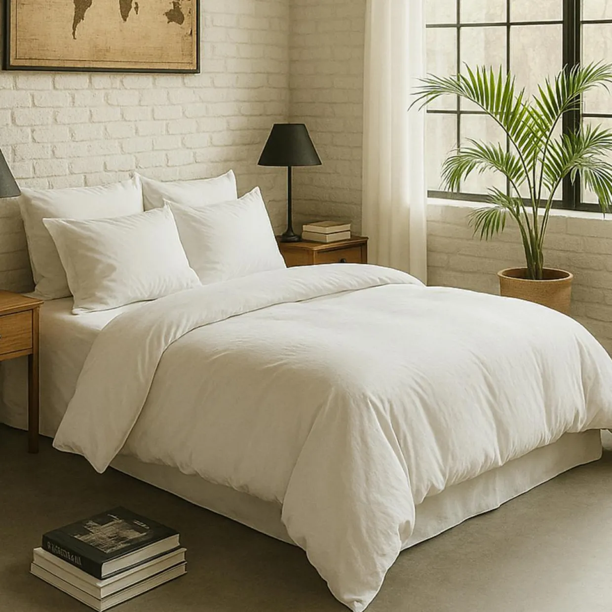 Baton Rouge Linge De Lit, Ensembles^Housse de couette en percale de coton lavé blanc nuage