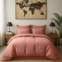 Baton Rouge Linge De Lit, Ensembles^Housse de couette en percale de coton lavé rose poudré