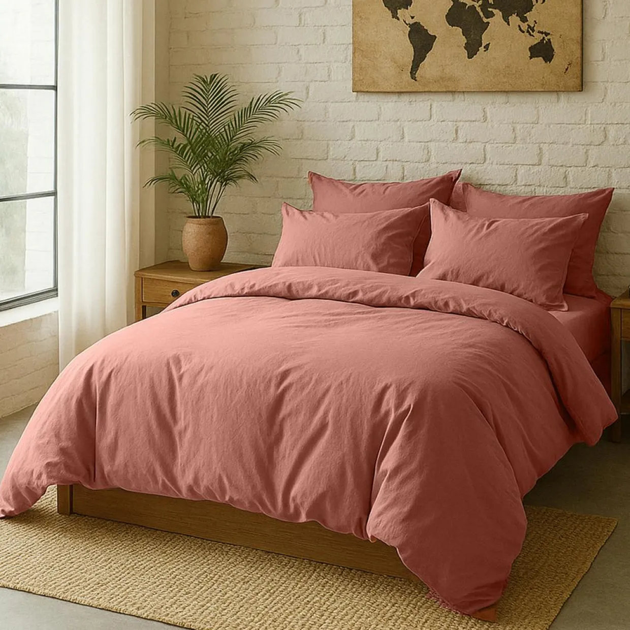 Baton Rouge Linge De Lit, Ensembles^Housse de couette en percale de coton lavé rose poudré
