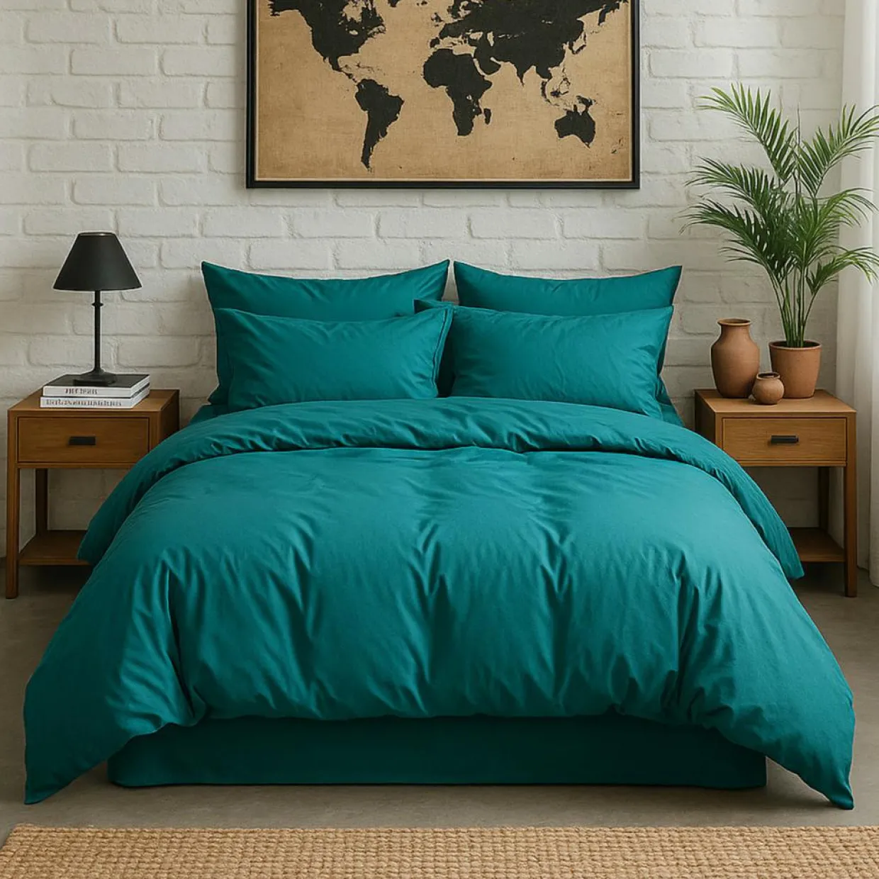 Baton Rouge Linge De Lit, Ensembles^Housse de couette en percale de coton lavé bleu canard