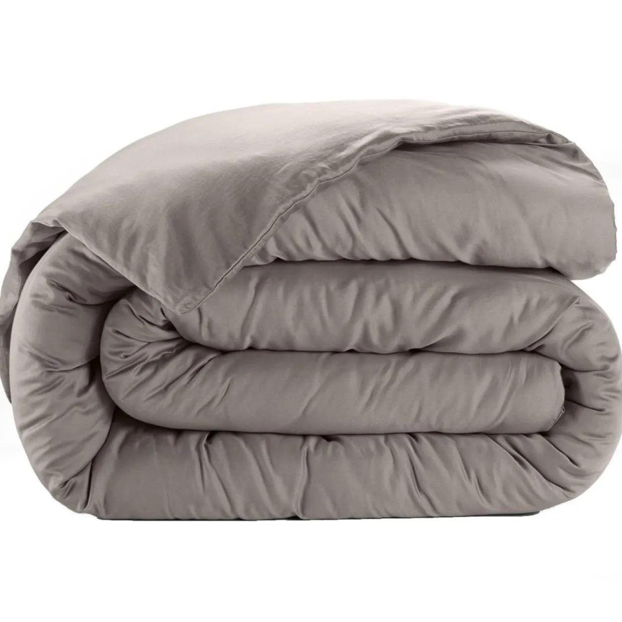 Housse de couette satin de coton lavé grise-Baton Rouge Discount